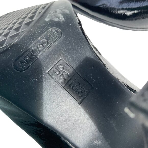 Aerosoles 'Gin City' Leather  Peep Toe Mary Jane Black Pumps Size 7.5 - Picture 6 of 6